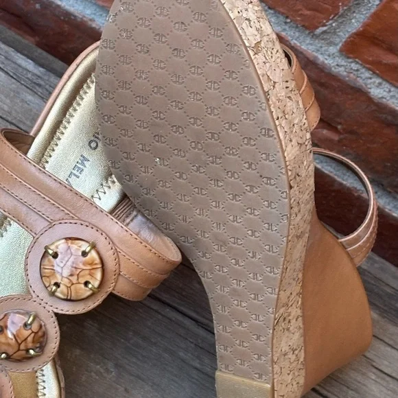 Antonio Melani Jisele Brown Leather Comfort Cork Wedge Heels Slides 9.5M - Picture 9 of 9